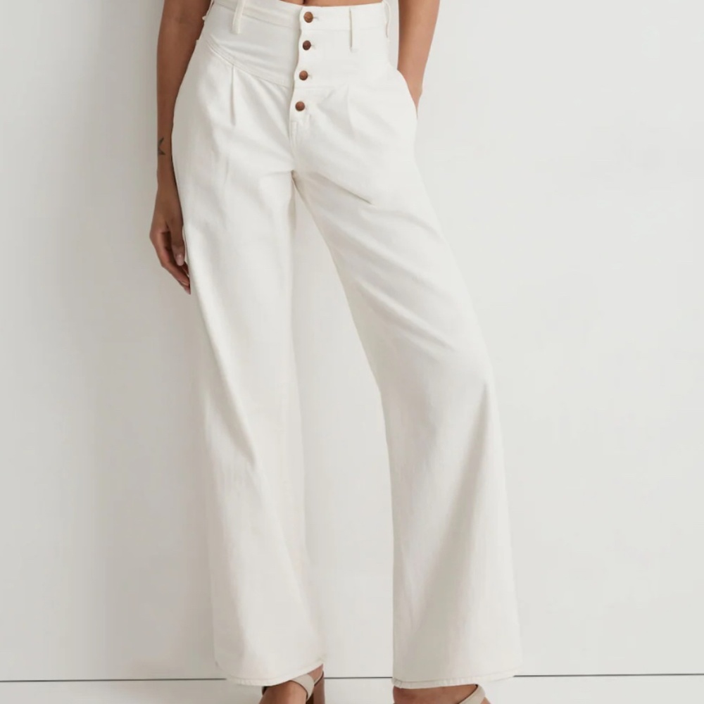 Madewell High-Rise Wide-Leg Jeans in Off-White